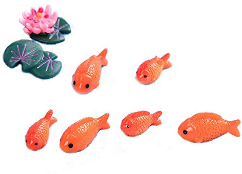 REFURBISHHOUSE 8pc / lot Figurines Miniatures de Poisson Rouge Animaux de Jardin Mini de fee decoratifs Ornements de Micro-Paysage de Mousse Jouet de Bebe en resine