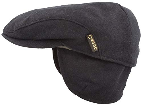 Breiter Winter Schiebermütze Flatcap Schirmmütze mit Gore-TEX® Membran & ausklappbarem Ohrenschutz Mütze aus Wolle mit weichem Innenfutter 59