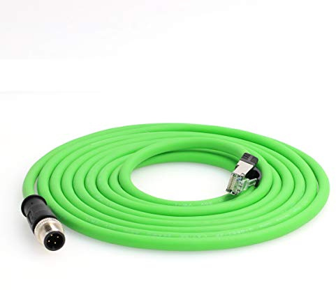 DRRI Câble Ethernet blindé M12 4 broches D-Code mâle vers RJ45 étanche pour applications Ethernet industrielles (5 m)
