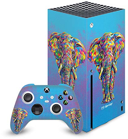 Head Case Designs Offizielle Zugelassen P.D. Moreno Elefant Tiere II Matte Vinyl Haut Gaming Aufkleber Abziehbild Abdeckung kompatibel mit Xbox Series X Console and Controller Bundle