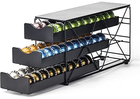 Bagoo Porte-dosettes de café Nespresso Vertuoline à plusieurs niveaux pour rangement de capsules Vertuo (3 niveaux)