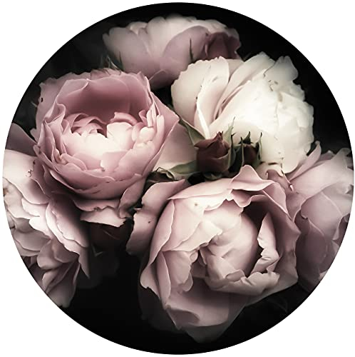 WallArena Vlies Fototapete Rund Vintage Blumen Rosen Wohnzimmer Schlafzimmer Wandtapete Tapete inklusiv Kleister UV-Beständig (13299, Ø 146 cm)