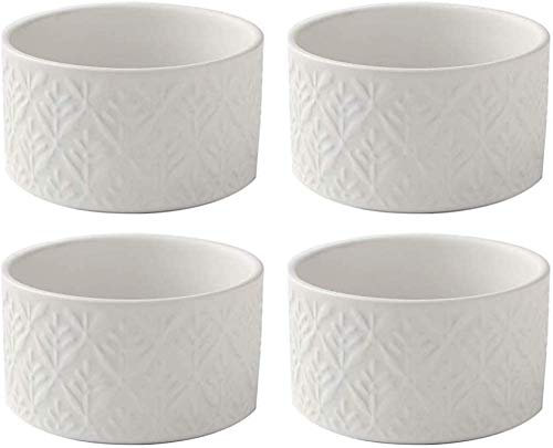 FBWSM Set de 4 soufflé, moldes para Tartas, Mini moldes Individuales de cerámica para cazuela para Hornear, moldes para soufflé de Postre, pudín, Snack, Muffin, Cupcake, Fondant,-275ml