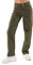 Nina Carter Q1885 Jean cargo stretch pour femme Taille haute Coupe droite, Kaki (Q1885-2), S