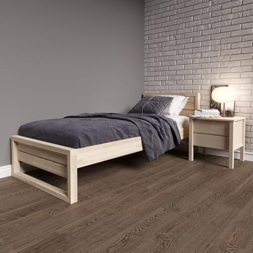 Holzbett Graatsia 90x200 mit Rollrost, Hölzernes Kopfteil, Einzelbett, Kinder-und Erwachsenenbett, einfach zu montieren, Skandinavischer Stil