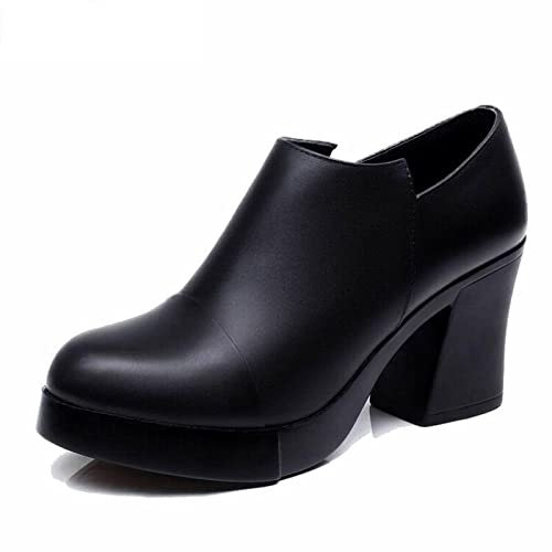 BEDEN Damen Oxford Schuhe Frauen Frühling und Herbst Schuhe Dicke High Heels Mode Frauen Schuhe Erste der Plateau Pumps (Farbe: Schwarz, Größe: 12)