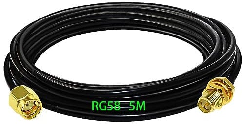GTIWUNG RP Câble d'extension coaxial SMA mâle vers RP SMA femelle 5 mètres Câble d'extension d'antenne coaxial RG58 Câble SMA 50 ohms pour radio HF/antenne WiFi/GPS Câble coaxial d'antenne à faible