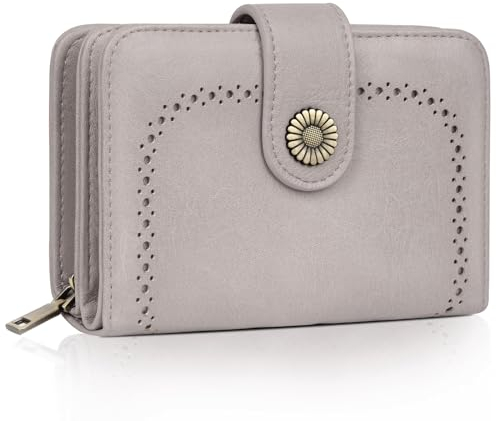 TEUEN Geldbeutel Damen Große Kapazität PU Leder Vintage Portemonnaie Brieftasche Geldbörse Mittelgroß mit RFID-Blockierung und Mehreren Fächern Frauen