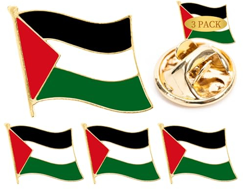 3 piezas de Palestina Bandera de Solapa Pin Badge National Country Bandera Button Solapa Pin, 3 Stück, Concha