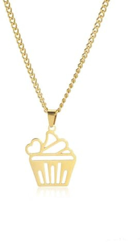 evimo Schöne Herz-Cupcake-Anhänger-Halskette für Frauen und Mädchen, Halskette, Schmuck, Geschenk für Kuchenbäcker