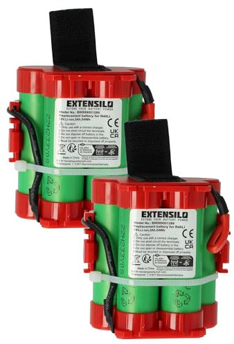 EXTENSILO 2X Batteries Compatible avec Husqvarna Automower 308 2013, 305 2012, 305 2014, 305 2013, 308, 305 2015 Tondeuse 3000mAh, 18V, Li-ION