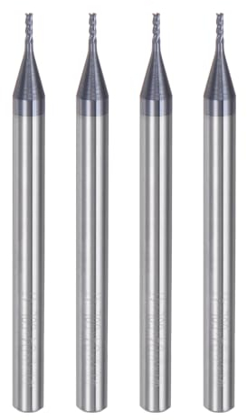 sourcing map 4pcs 1mm Dia 4mm Shank Square Nose End Mill 4 Flutes HRC45 Carbide AlTiN Coated CNC Router Bits Cutter Tools for End Milling CNC Machining
