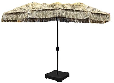 Sonnenschirme mit Fuß Windfest Stabil Gartenschirm Sonnenschutz Terrassenschirm Belüftet Marktschirm für Terrasse Garten Natürliche Farbe (Size : Natural B)