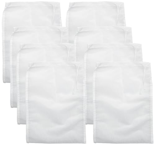 8 Piezas Tamiz Bolsas de Leche de Nuez,Bolsa de Colador Reutilizable,Filtro Leche Vegetal de Nailon,Colador de Yogur De,Bolsas de Colador para Bebida Vegetal,Leche Vegetal, Café,Té