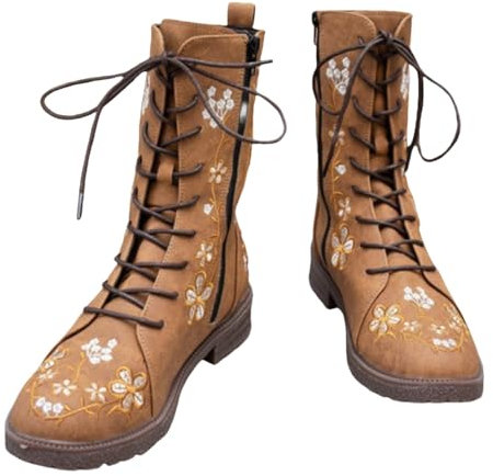 SAUTRV Stivali da donna alla moda e caldi eleganti a metà polpaccio, alla moda e caldi, stivali sexy per le donne con tacco largo polpaccio, Marrone, 40 EU