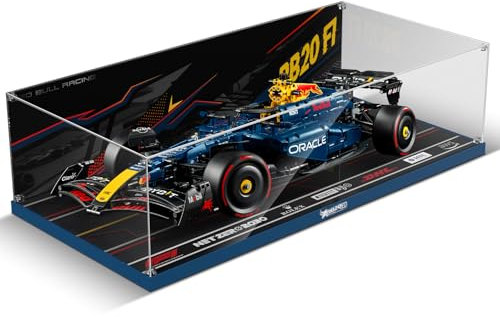 cooldac Acryl-Vitrine kompatibel mit Lego 42206 Oracle Red Bull Racing RB20 F1 Rennauto(Nur Box, Kein Modell), Staubdichtes Transparentes HD Backdrop Display Case für Lego Technic 42206 F1 Rennauto