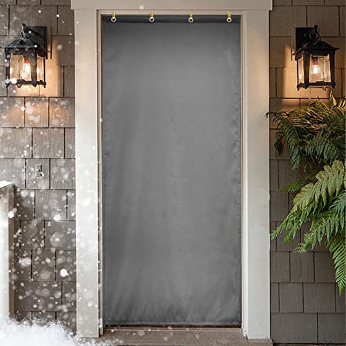 Automne et Hiver Coton Rideau de Porte Maison épaissi Coupe-Vent Isolation Phonique Conservation de La Chaleur Chaud Anti-Froid Séparation de L'air Rideaux Suspendus Gris Clair 115 x 260 cm
