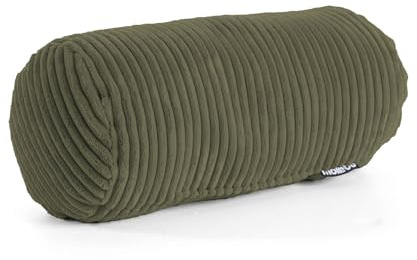 mokebo Nackenrolle mit Cordbezug 'Das Nickerchen' (17,5x17,5x37 cm) Made in Germany, gemütliche Kissenrolle, Zierkissen, Dekokissen, Sofakissen, Rückenkissen, Lesekissen oder Knierolle in Oliv Grün