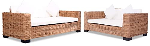 Mimdixy Big Sofa Klappbares Schlafsofa,Sofa-Set 15-TLG. Natur Rattan für Wohnzimmer Wohnung Schlafzimmer Büro