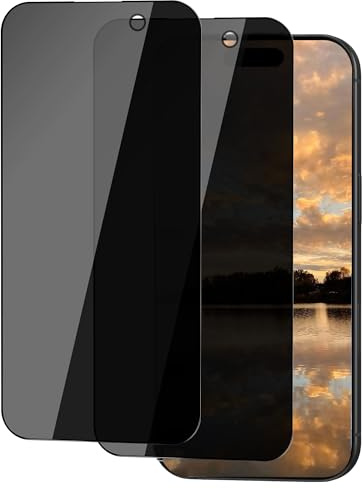 ICESPRING für Panzerglas für iPhone 16 Pro Blickschutz, 2 Stück Anti-Spy Panzerfolie für Apple iPhone 16 Pro Folie, 9H Härte Sichtschutzfolie für iPhone 16 Pro Panzer Schutz Glas