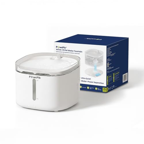 PawsPik NOVA-01 Fuente de agua inalámbrica para gatos, fuente de agua recargable inalámbrica para gatos con separación de agua, sensor de movimiento y flujo continuo, dispensador automático de agua