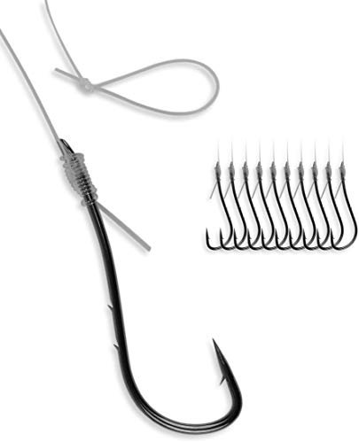 Wurmhaken Angelhaken mit 50 cm Vorfachschnur, extrascharfe Japanhaken, Größe:12