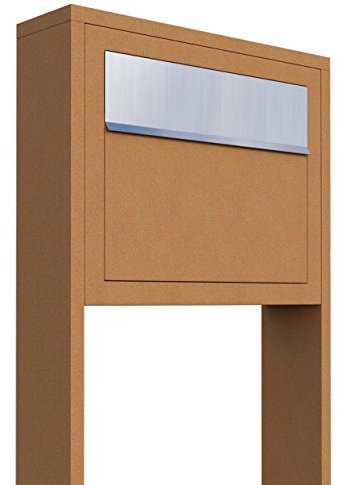 Standbriefkasten, Design Briefkasten Elegance Stand Rost/Edelstahl - Bravios