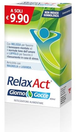 Relax Act Gocce, Integratore Alimentare in Gocce a Base di Melissa e Luppolo, con Edulcorante, Non Induce Sonnolenza, 1 confezione da 40 ml