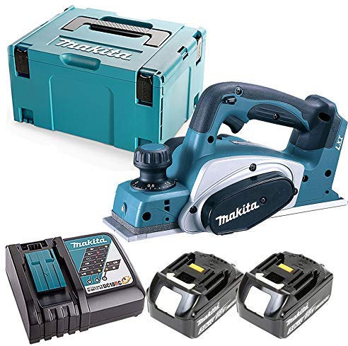 Makita DKP180 LXT 18V Li-Ion 82mm Planer with 2 x 3Ah Batteries, Charger & Case