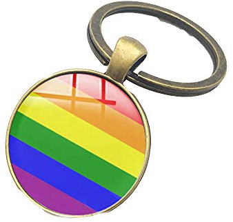 BaronHong 3er Pack Gay & Lesbian Pride Regenbogen LGBT LGBTQ Charm Runde Schlüsselanhänger (2, M)