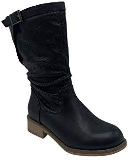 SENZA MARCA FASHION MODA Stivali Primaverili Estivi Da Donna Traforati biker motociclista moda nero nuovi tacco basso comodi G519 (Nero, 37)