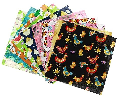 10 Stücke Ostern Baumwollstoff Meterware Ostereier Hasen Küken Blumen Patchwork Stoffe Stoffreste Paket Stoffpaket Baumwolltuch 25x25cm für Handwerk DIY Basteln Quilten