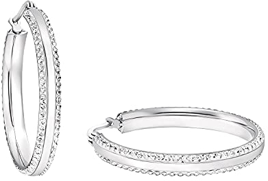 Amor Creolen Edelstahl Damen Ohrschmuck, mit Zirkonia synth., 3,3 cm, Silber, Kommt in Schmuck Geschenk Box, 2022549