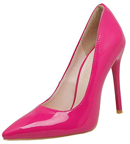 SJJH Eleganti tacchi da donna con punta a punta, Fucsia, 34 EU