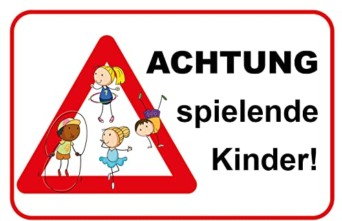 AGDeko® Blechschild 30x40cm Achtung Spielende Kinder Hinweis