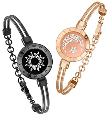 TOTWOO Pärchen Schlangenknochenkette Armband Paar Geschenke | Partnerarmbänder mit Berührung Vibration Aufleuchten | Fernbeziehungsgeschenk für lange Distanzen Geschenke für sie - Schwarz+Golden