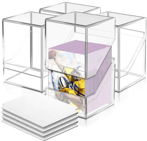 Homthy 4 Pack Card Deck Cases for Trading Cards, Acrylic Card Storage Boxes Holding 100+ Sleeved Cards with 4 Dividers, Clear Card Storage Boxes Fit for YuGiOh, MTG and Sport Cards (4 Pack)