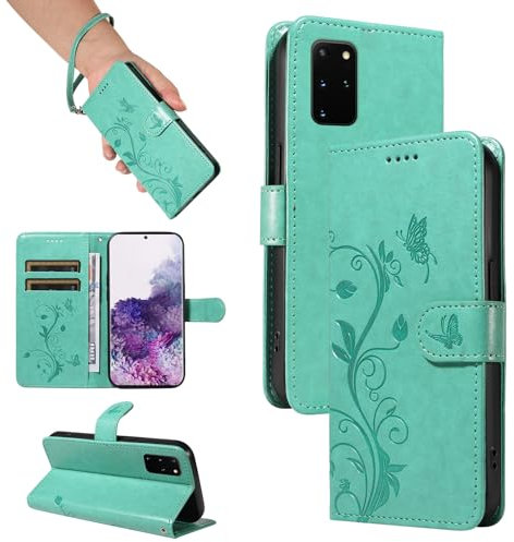 SRISHP Hülle für Samsung Galaxy S20 Plus Hülle, Premium PU Leder Handyhülle mit Band, Magnet Flip Case für Galaxy S20 Plus, Grün