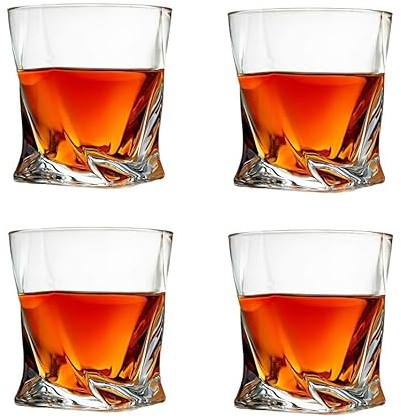 kumini 4er Set, Whiskeyglas, Trinkglas, Glas, Schnapsglas, Scotchglas, Burbonglas, Kristallglas, old fashioned, 300ml, mit GESCHENKVERPACKUNG