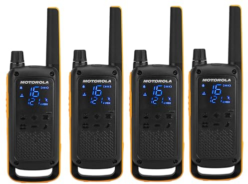 Motorola TALKABOUT T82 Extreme Quad Kit de Radio PMR portátil con 4 Piezas + Almohadilla Adhesiva de Regalo Azul