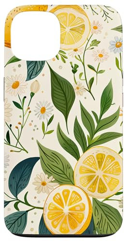 iPhone 13 Lemon Fruit and Wildflowers Nature Pattern Case