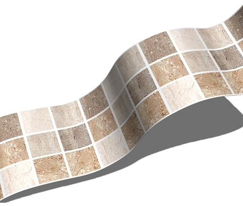 Dostear Bordure de papier peint Décoration murale amovible Frise Murale Autocollant en PVC Imperméable Plinthe Autocollant 10cm X 200cm