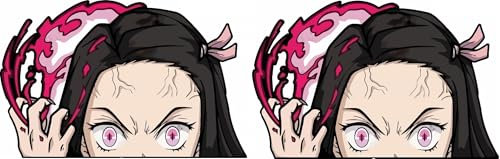 Anime Peeker Sticker für Auto, Laptop & Co - 2 Stück, 12 cm - Wetterfest & UV-beständig (Nezuko)