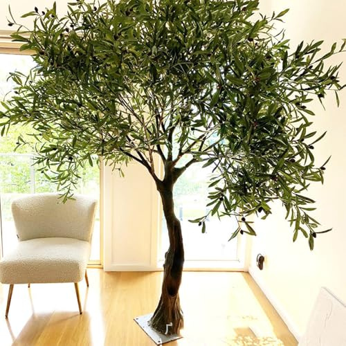 KIBONCY Large Faux Olive Tree - 6.6ft Tall Artificial Silk Tree With Branches and Fruits for Modern Living Room, Office Floor Decor, Indoor Gift