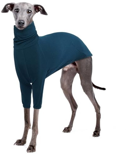 IECOii Windhundmantel,Windhundpullover mittelgroße Hunde,WhippetPullover,Rollkragen-Hundesweatshirt italienische Windspiele,Pullover-Windhund-Pyjama,Lurcher-Shirt,langärmliger SalukiPullover,Blau,M