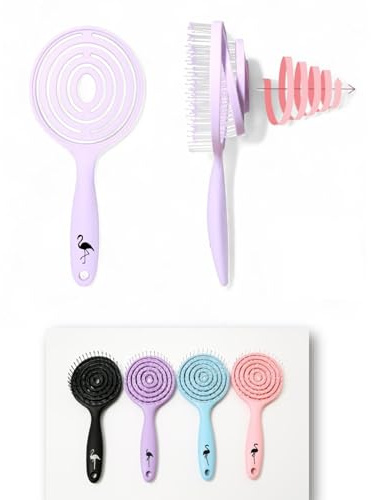 Haarbürste ohne Ziepen für Damen,Herren & Kinder-Entwirrbürste für Locken,nasse, feine & lange Haare, Entwirrbürste & Detangler Bürste mit Spiralfeder aus recyceltem Material-Hair Brush (Lila)
