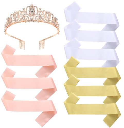 Sctmda Schärpe Bedrucken 10 Stück DIY Schärpe Satin Leere Schärpe Unbedruckte Schärpe DIY Plain Satin Sash Blank Satin Schärpe Strass Tiara Schärpen Deko für Geburtstag Hochzeit 160 x 9,5 cm