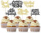 SYKYCTCY 36 Pack Retirement Cupcake Toppers Glitter officially retired Cupcake Picks And So The Adventure Begins Good Luck Cake Decorations for Retirement Theme Birthday Party Supllies Black Gold