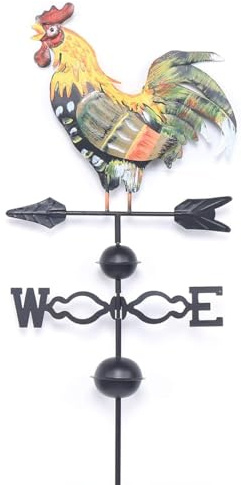 Alnicov Veleta de Hierro con Forma de Gallo de Colores Vintage, indicador de Viento para casa, Patio, jardín, Granja, Garaje