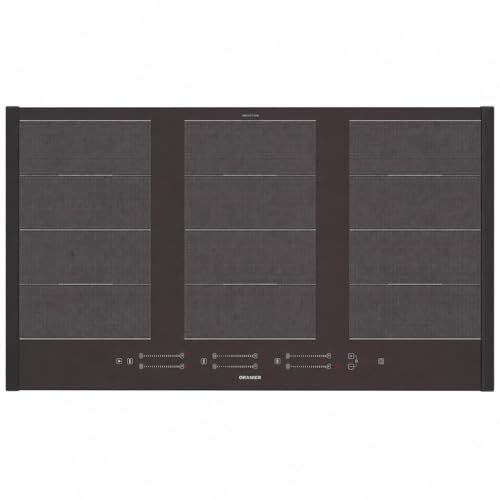 Oranier Induktionskochfeld 90 cm Glaskeramik Matt mit 2 schwarzen Seitenleisten - Flächeninduktion autark - 4-fache Slider-Bedienung, Pausenfunktion, Booster und Brückenfunktion rechts & links